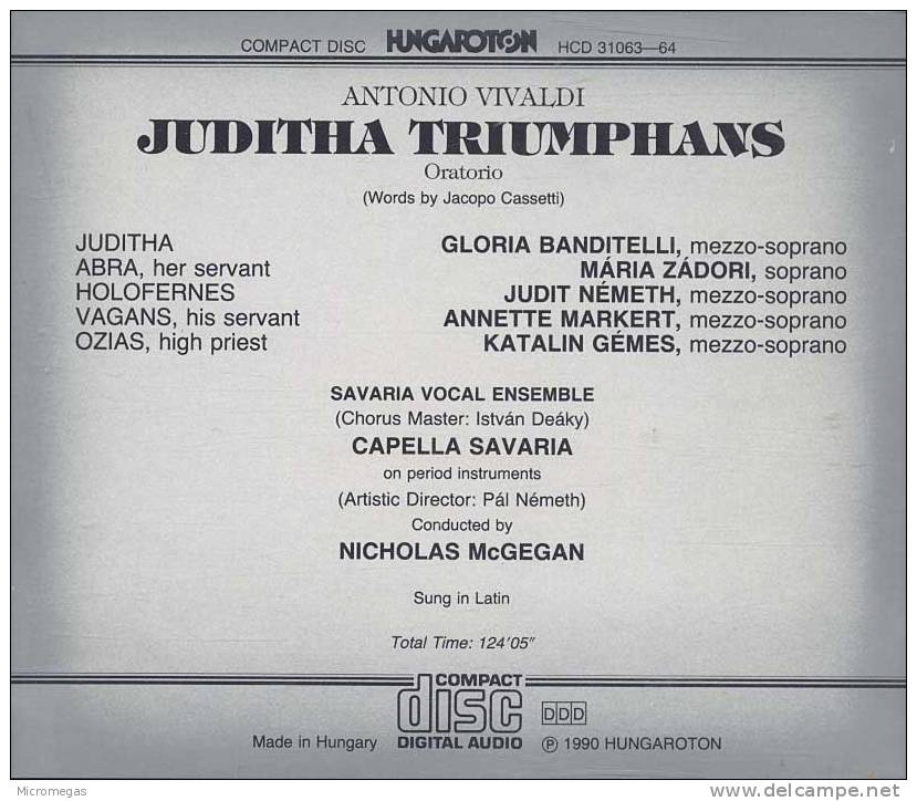 Vivaldi : Juditha Triumphans, McGegan - Klassiekers