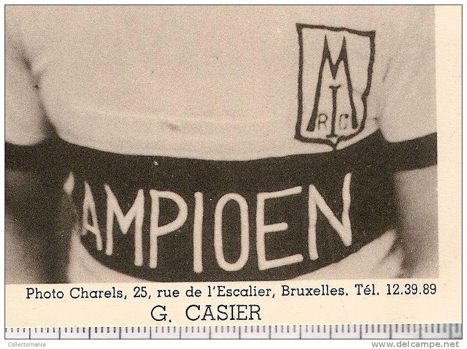G Casier  - Foto Postkaart - Text T-shirt : " Kampioen " Photo Charels - Radsport