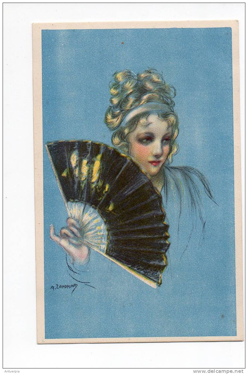 ZANDRINO.A. Art Deco Femme Mode( Carte Vierge Original Pas De Reproduction) Voir Scan - Zandrino