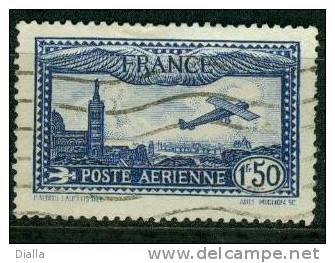 France 1930, Yv. A6a, Avion Survolant Marseille, Couleur Outremer - 1927-1959 Gebraucht