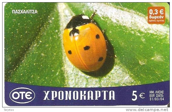 TARJETA DE GRECIA DE UNA MARIQUITA (LADYBUG) - Marienkäfer