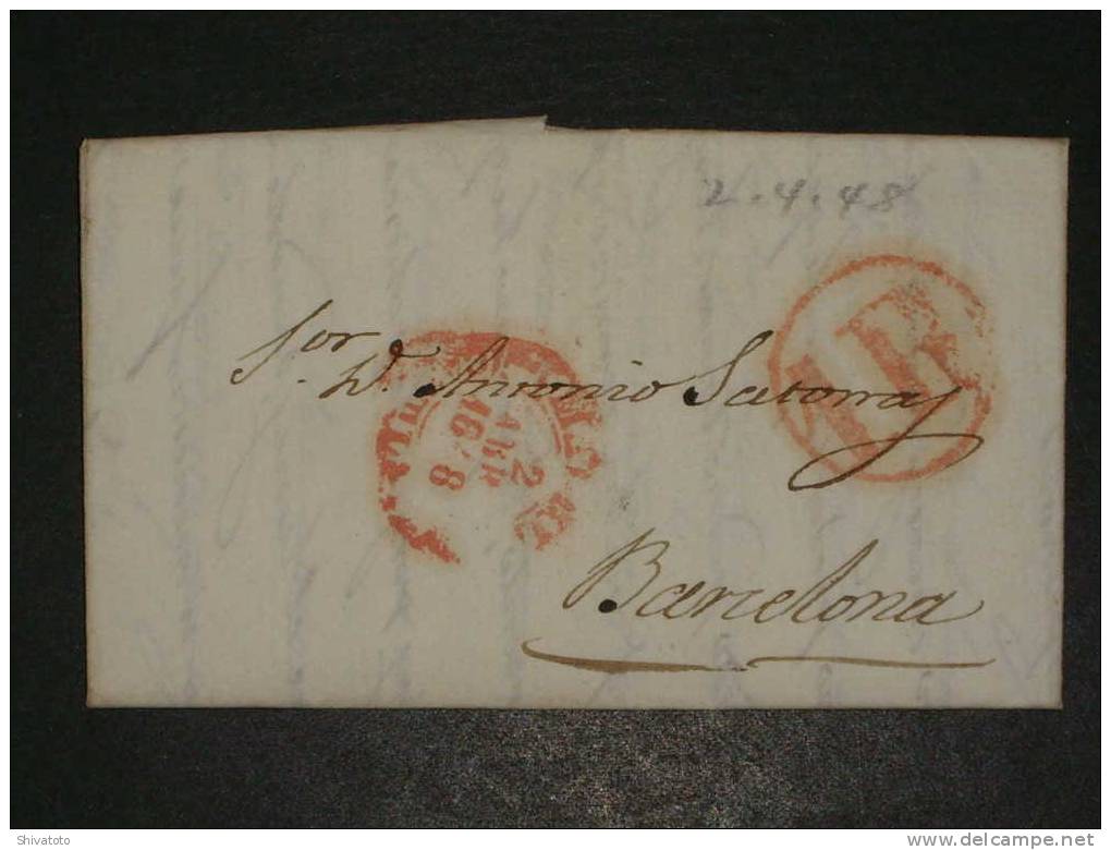 (797) Stampless Cover From Madrid  To Barcelona 1848 - ...-1850 Prefilatelia