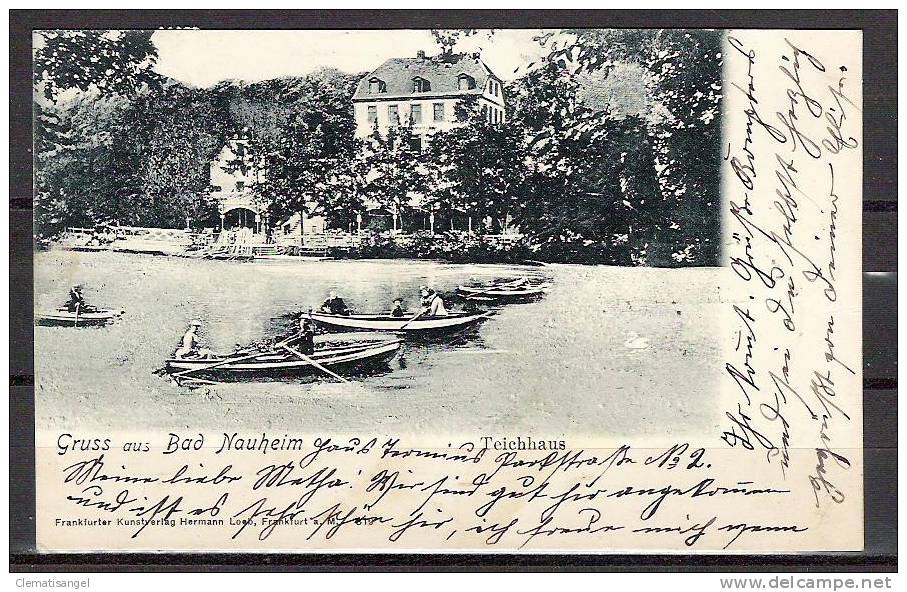 SELTEN!! GRUSS AUS BAD NAUHEIM * TEICHHAUS MIT VIER BOOTEN * 1901 *!! - Bad Nauheim