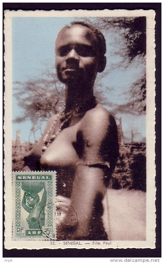 Carte-Maximum SENEGAL N°Yvert 144 (Fille Peul) Obl Saint-Louis 1947 - Storia Postale