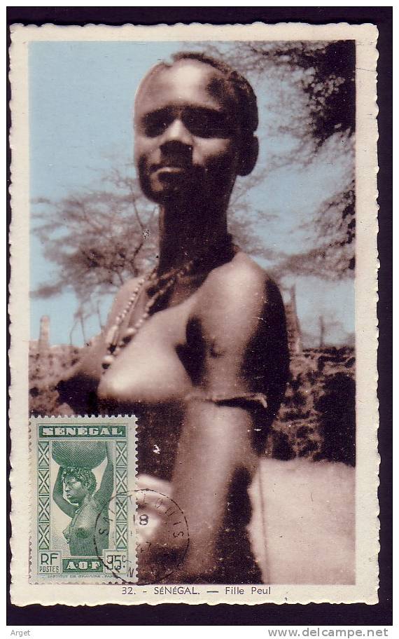 Carte-Maximum SENEGAL N°Yvert 144 (Fille Peul) Obl Saint-Louis 1947 - Covers & Documents