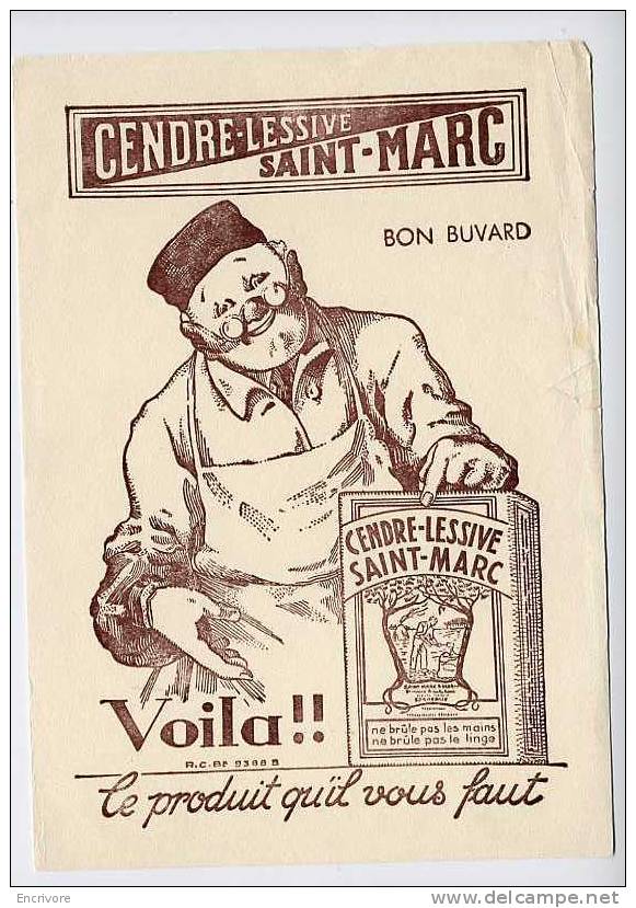 Buvard Cendre Lessive SAINT MARC  Voilà Le Produit Qu´il Vous Faut -JOLI GRAPHISME - Produits Ménagers