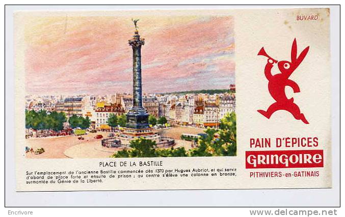 Buvard  Pain D´epices GRINGOIRE Place De La Bastille - Pan De Especias