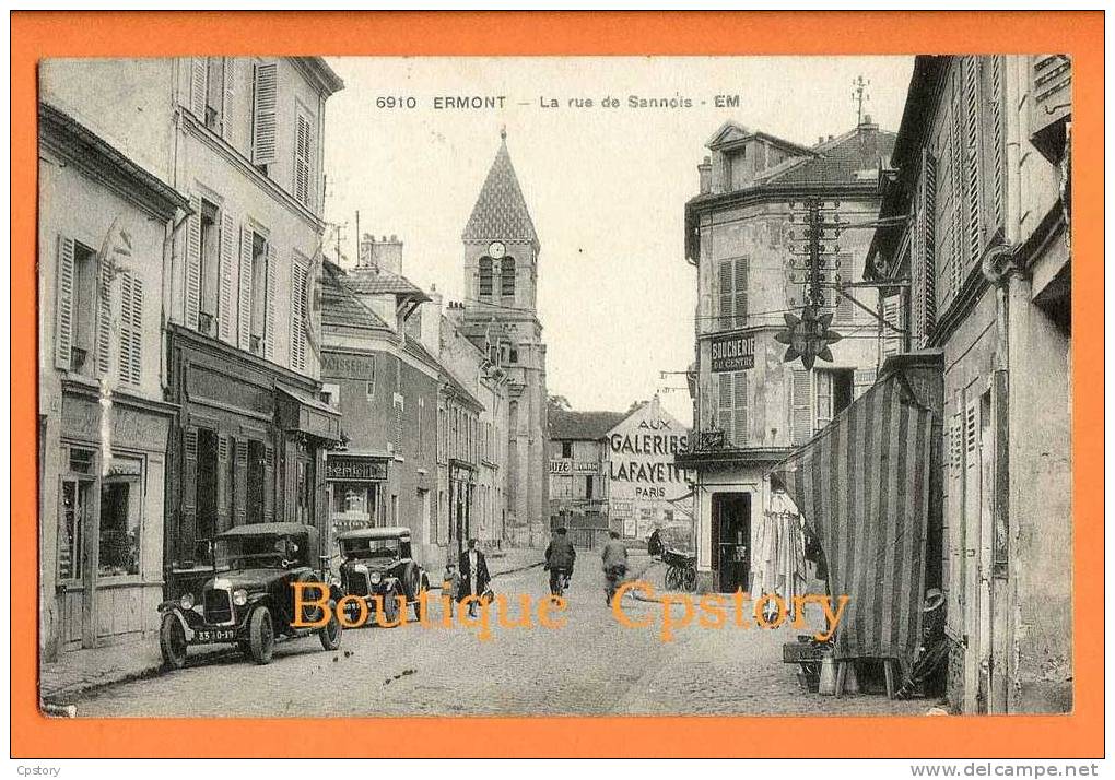 95 - ERMONT - La Rue De Sannois - Boucherie - Voiture Ancienne - Ermont-Eaubonne