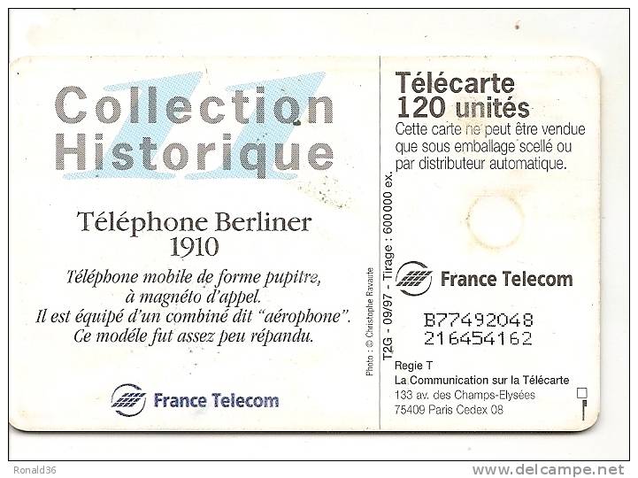 Télécarte 120 Téléphone Berliner 1910 ( Bois ) - Ohne Zuordnung