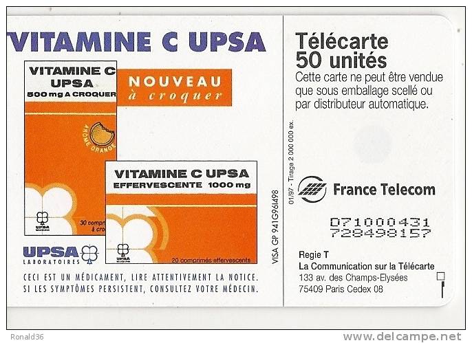 Télécarte 50  : Vitamine C Upsa Contre La Fatigue Ta Force Avec Toi - Unclassified