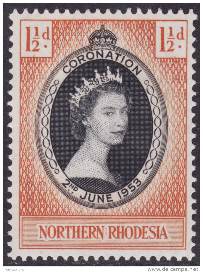 NORTHERN RHODESIA  /  QEII CORONATION  /  1 1/2d  /  MVLH - Northern Rhodesia (...-1963)