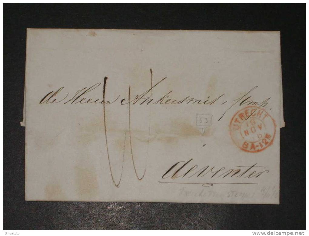 (801) Stampless Cover From Utrecht  To Deventer 1866 - ...-1852 Prephilately