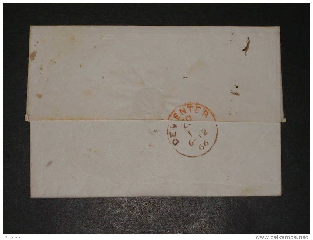(801) Stampless Cover From Utrecht  To Deventer 1866 - ...-1852 Prephilately