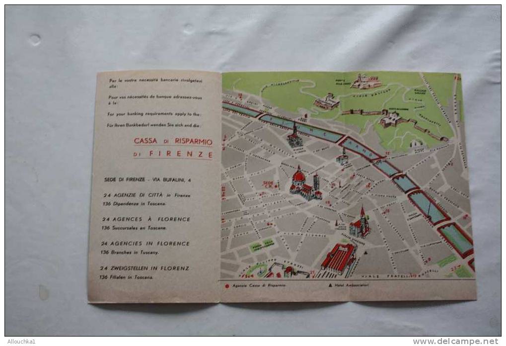 PLAN ET RESEAUX GUIDE TOURISTIQUE DEPLIANT PUBLICITAIRE HOTEL AMBASCATORI  A FIRENZE -FLORENCE -ITALIA- RENSEIGNEMENTS - Europa