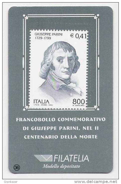 TESSERA FILATELICA 1999 N. 36, " GIUSEPPE PARINI ", NUOVA PERFETTA, TESSERE FILATELICHE - Philatelistische Karten