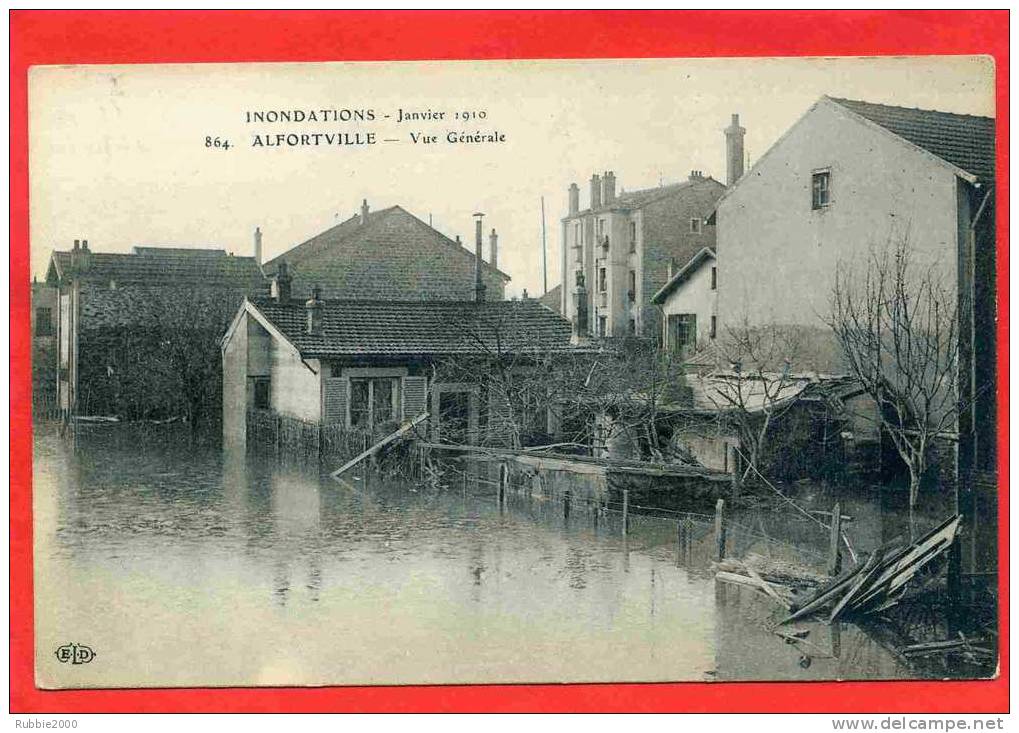 ALFORTVILLE 1910 VUE GENERALE CRUE DE LA SEINE INONDATIONS DE JANVIER 1910 CARTE EN TRES BON ETAT - Alfortville