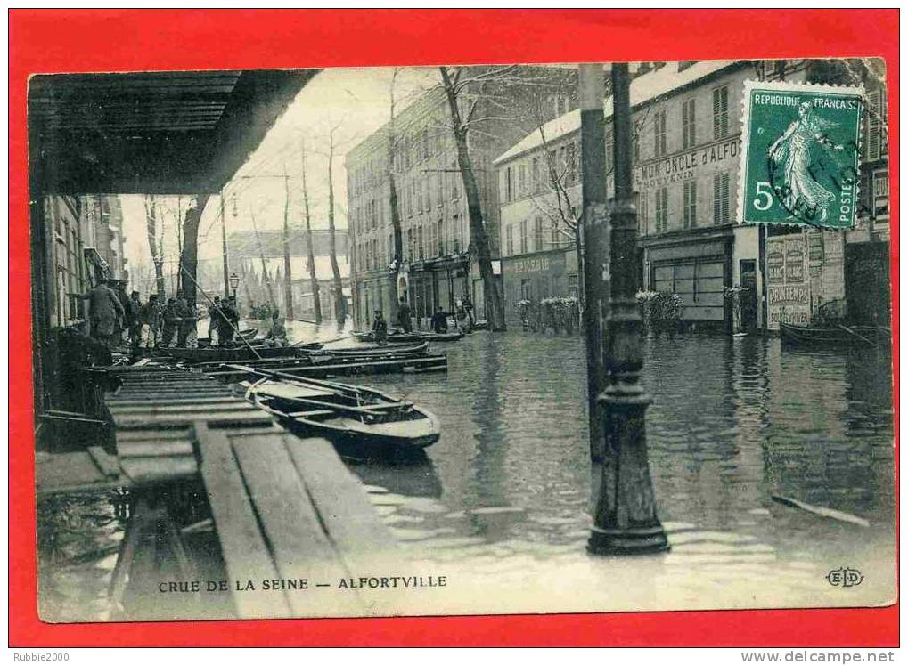 ALFORTVILLE 1910 PASSERELLE EPICERIE CRUE DE LA SEINE INONDATIONS DE JANVIER 1910 CARTE EN BON ETAT - Alfortville