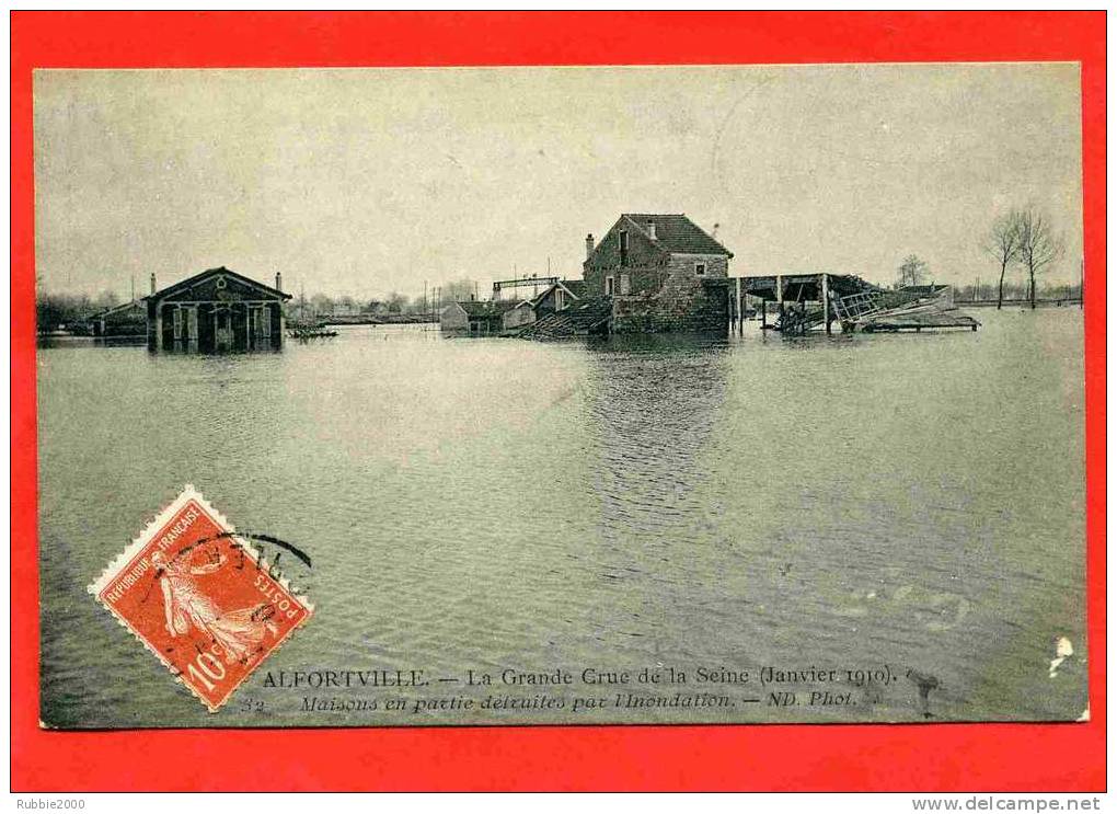 ALFORTVILLE 1910 MAISONS DETRUITES EN PARTIE CRUE DE LA SEINE INONDATIONS DE JANVIER 1910 CARTE EN BON ETAT - Alfortville