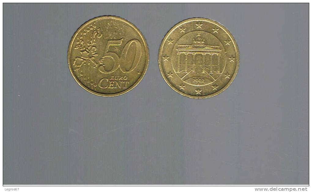 PIECE DE 50 CT EURO ALLEMAGNE 2002 F - Duitsland