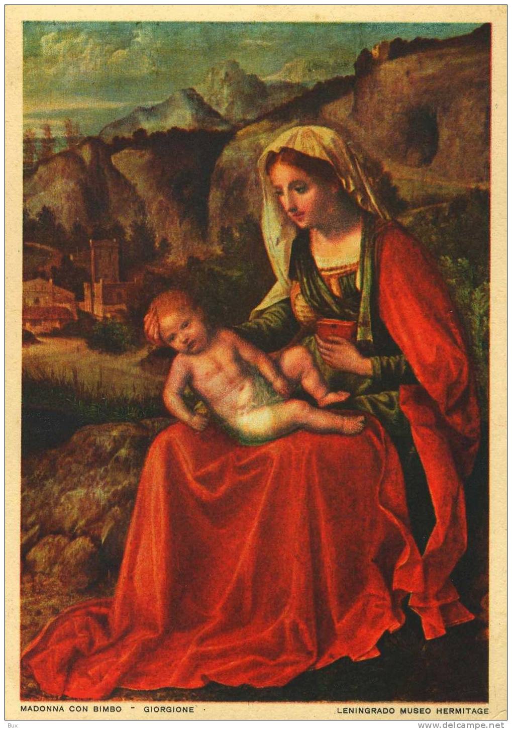 MADONNA CON BIMBO  GIORGIONE  LENINGRADO MUSEO HERMITAGE   RELIGIONE CATTOLICA  NON  VIAGGIATA   COME DA FOTO - Trani