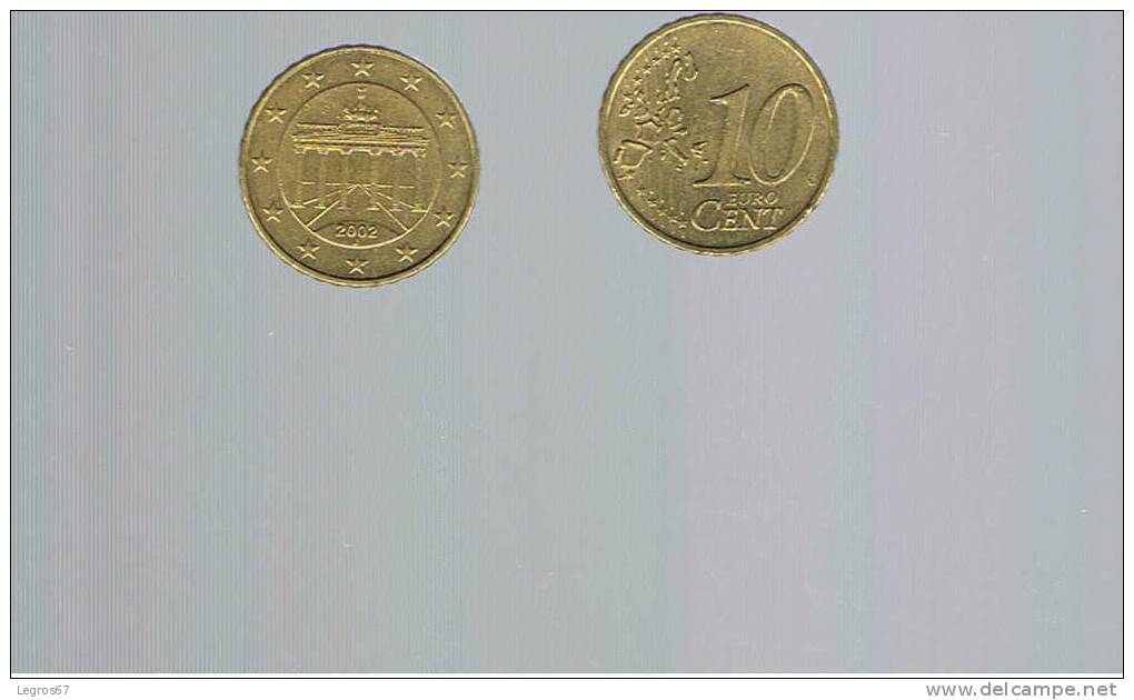 PIECE DE 10 CT EURO ALLEMAGNE 2002 J - Deutschland