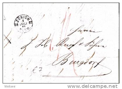 CH021 /  - SCHWEIZ  - Zürich 1857 Kleiner Kreis,Vormittags Nach Burgdorf - Storia Postale