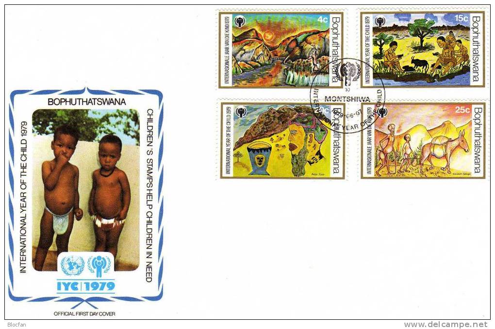 UNO Jahr Des Kindes 1979 Kinderbilder Südafrika Bophutatswana 43/6 FDC 11€ Gemälde UNESCO Children Cover Of South Africa - Bophuthatswana