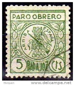 Viñeta Pro Paro, BADAJOZ 5 Cts. Guerra Civil º - Spanish Civil War Labels
