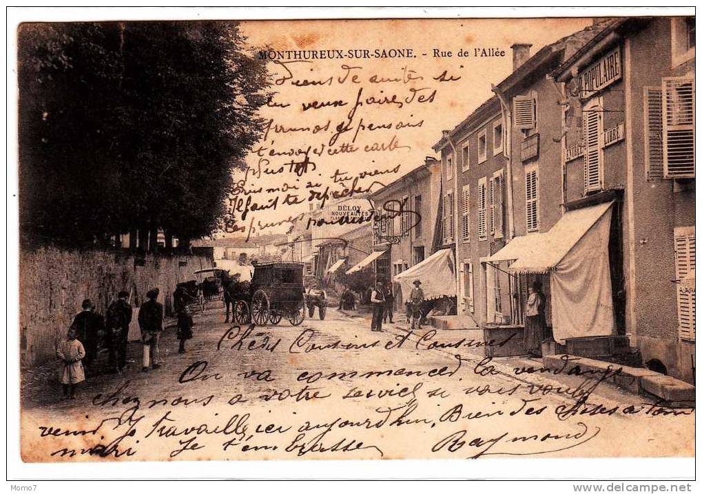 RARE CPA 1904 MONTHUREUX SUR SAONE.RUE DE L'ALLEE AVEC FIACRE. - Monthureux Sur Saone