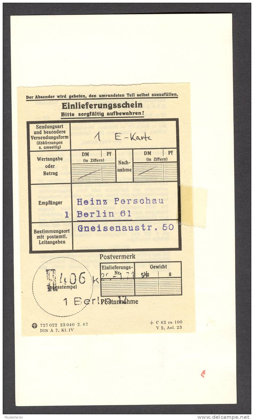 Germany Berlin Registered Recommandée Einschreiben Special Cancel Sonderstempel Card Karte 1971 Verlängerung Der U-Bahn - Covers & Documents