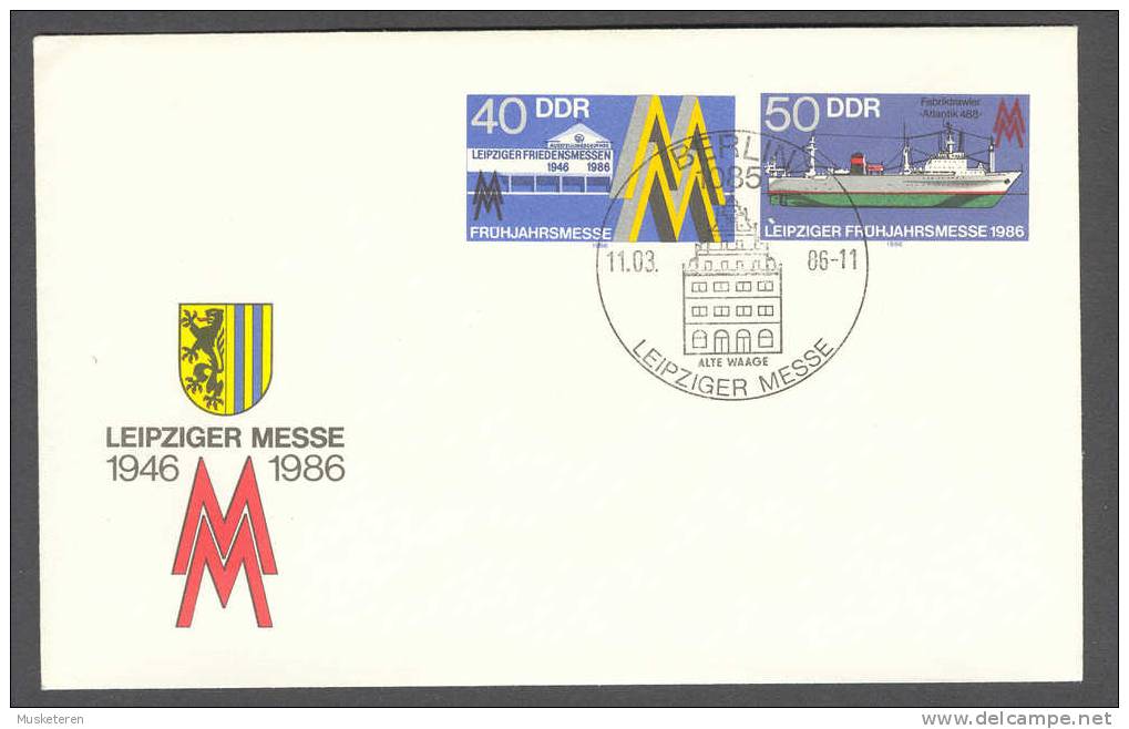 Germany Democratic Republic DDR Postal Stationery Ganzsache Leipziger Messe 1986 Sonderstempel Special Cancel Cover Ship - Enveloppes - Oblitérées