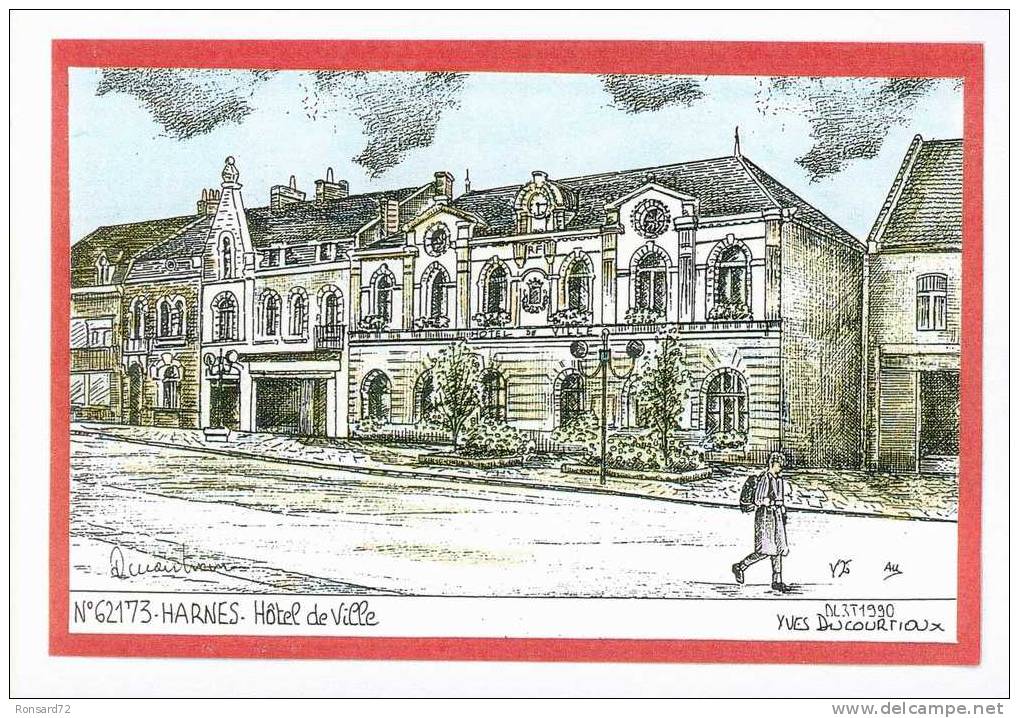 62 HARNES - Hôtel De Ville  - Illustration Yves Ducourtioux - Harnes