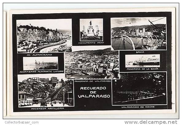 CIHLE VINTAGE Ca1900 REAL PHOTO POSTCARD AK CPA VALPARAISO PRAT MONUMENTO ASCENSOR ARTILLERIA BAHIA AV ALTAMIRANO - Chile