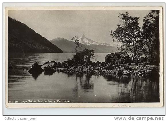 CIHLE VINTAGE Ca1900 REAL PHOTO POSTCARD AK CPA LAGO TODOS LOS SANTOS Y PUNTIAGUDO - Chile