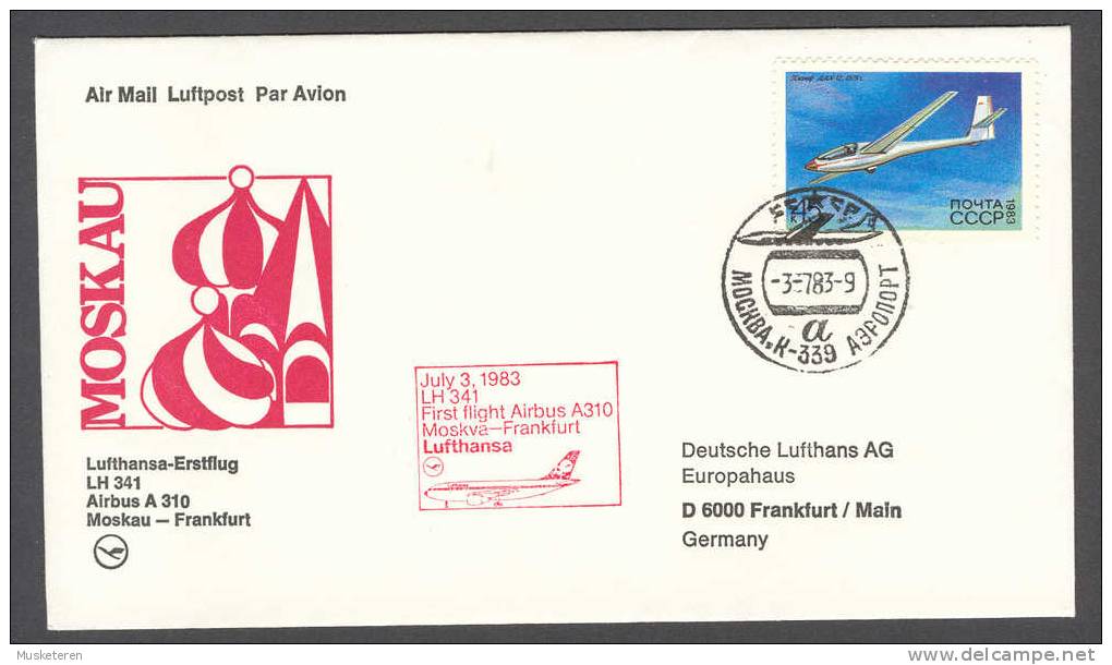 Soviet Union USSR CCCP Airmail Luftpost Par Avion Lufthansa Erstflug Brief 1st Flight 1983 Cover Moscow Cachet Aeroplane - Storia Postale