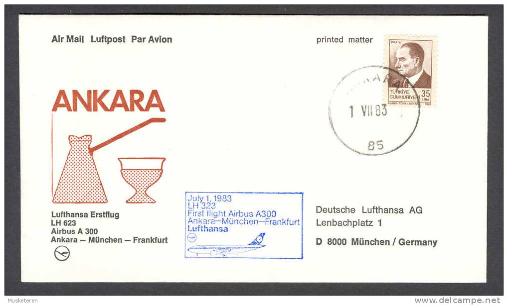 Turkey Airmail Luftpost Par Avion Lufthansa Erstflug Brief 1st Flight 1983 Cover München Germany ANKARA Cachet - Airmail