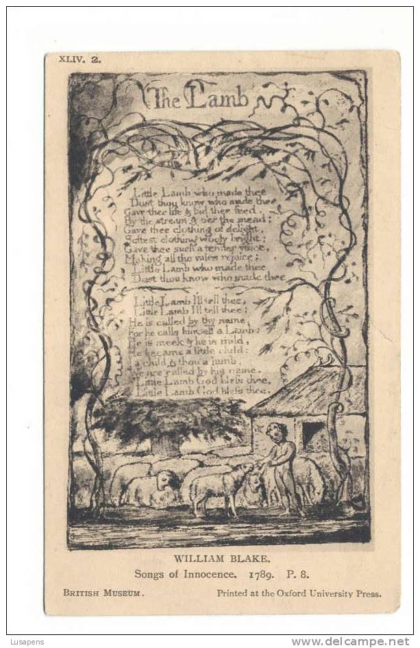 OLD FOREIGN 2399 - UNITED KINGDOM - ENGLAND -THE LAMB, WILLIAM BLAKE SONGS OF INNOCENCE OXFORD UNIVERSITY PRESS - Oxford