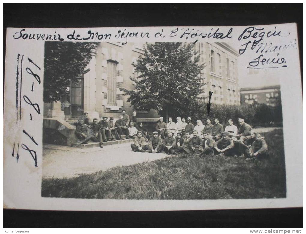 PARIS - Hôpital BEGIN -  "Souvenir De Mon Séjour"  - Photo De Militaires Convalescents - 1918 - Correspondance - A Voir - Gezondheid, Ziekenhuizen