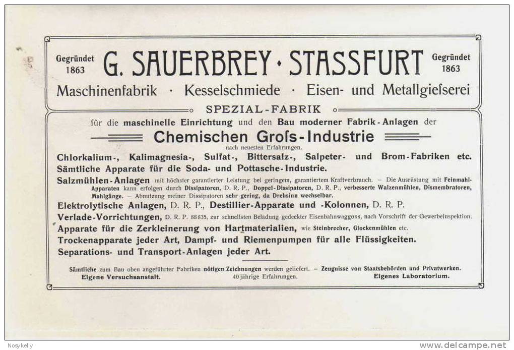 Brochure G. Sauerbrey - Maschinenfabrik -   STASSFURT  -  Allemagne - Do-it-yourself / Technical