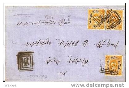 Tur116/  / -  TÜRKEI -Brief, Bachche Capusi 1870, Portomarke 12 Ba + 15 A (3x)  RRR (cover, Lettre) - Briefe U. Dokumente