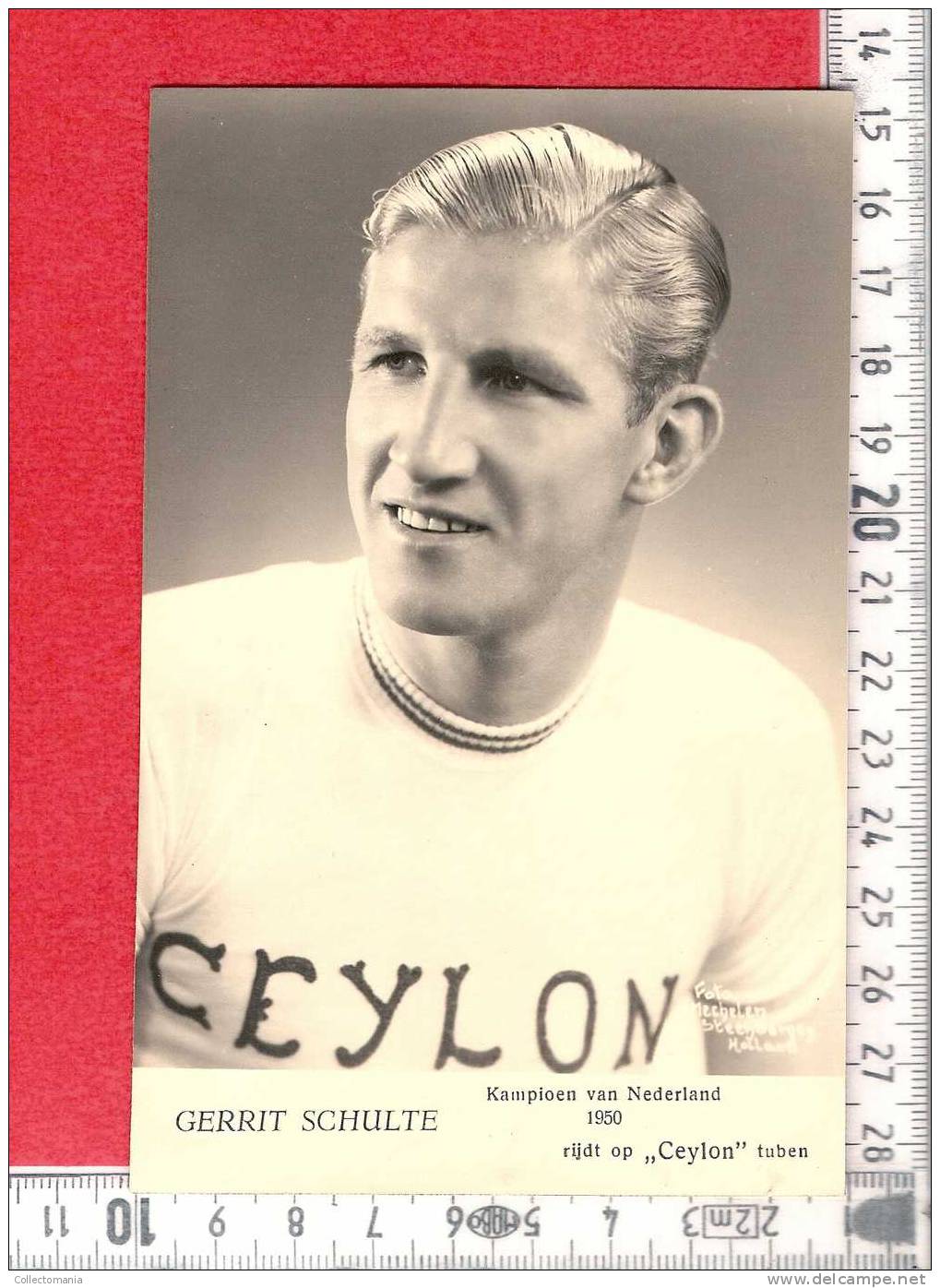 Gerrit Schulte  - Géén Postcard - Echte Foto   ( Photo Véritable , Real Photo) - Verso : Blanco- Text T-shirt :Ceylon - Cyclisme