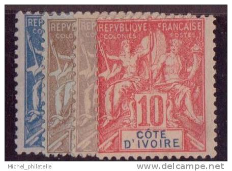 ⭐ Côte D'Ivoire - YT N° 14 à 17 * - Neuf Avec Charnière - 1900 ⭐ - Autres & Non Classés