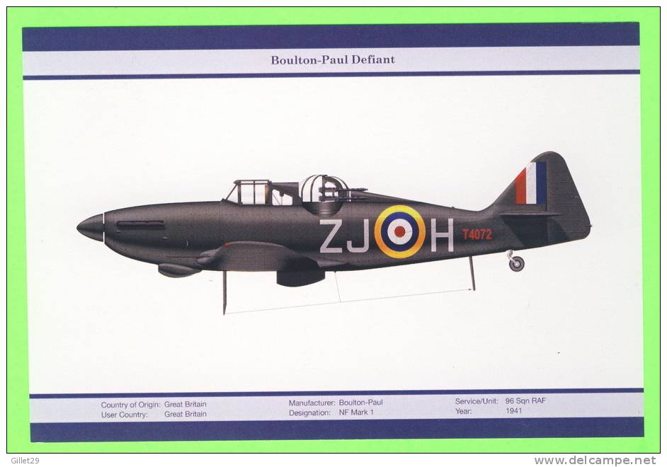 AVION - BOULTON-PAUL DEFIANT NF MARK 1 - SERVICE/UNIT : 96 Sqn RAF - 1941 - - 1939-1945: 2ème Guerre