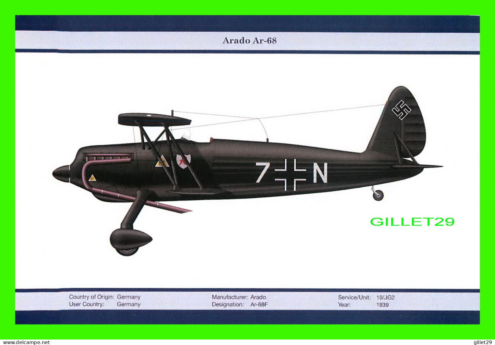 AVION - ARADO Ar-68F No 7N - SERVICE/UNIT :10/JG2 - 1939 - ORIENTAL CITY PUBLISHING GROUP LIMITED ISSUED - - 1939-1945: 2de Wereldoorlog