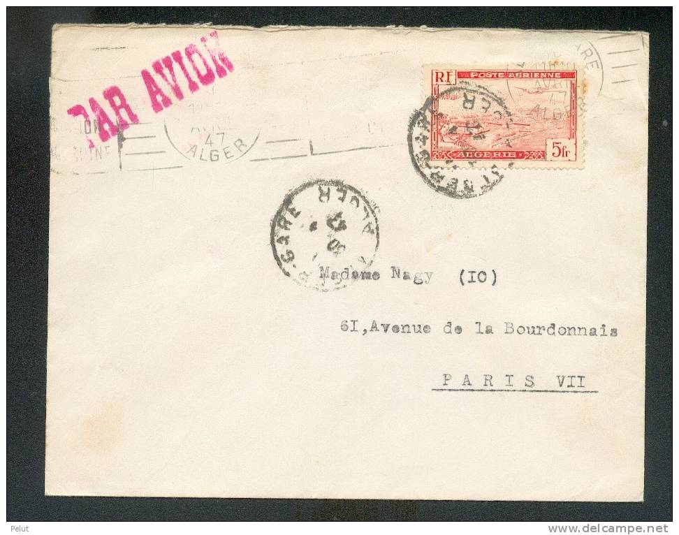 Enveloppe Par Avion Algérie-Paris - Cartas & Documentos