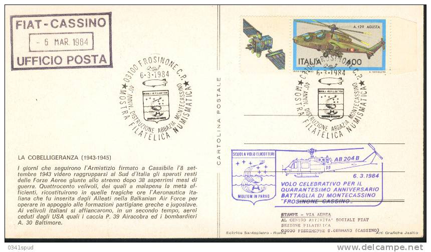 1984 Italia  Hélicoptère  Elicottero  Helicopter  Frosinone Cassino  Montecassino - Elicotteri