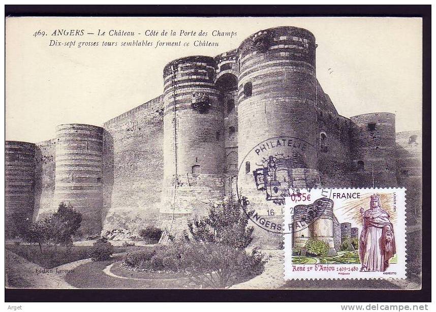 CARTE-MAXIMUM France N° Yvert 4326 (ANGERS - Château),  Obl Ill 1er Jour Château Sur Carte Ancienne   RRR - 2000-2009