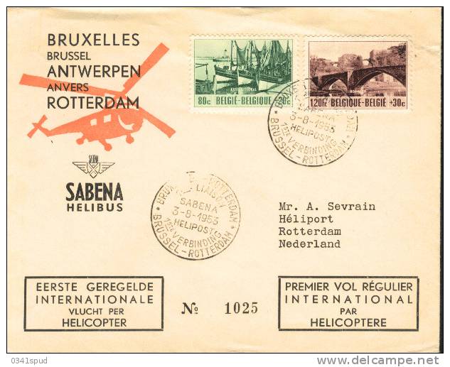 1953  Belgique  Hélicoptère  Elicottero  Helicopter  Sabena  Bruxelles  Rotterdam - Helicopters