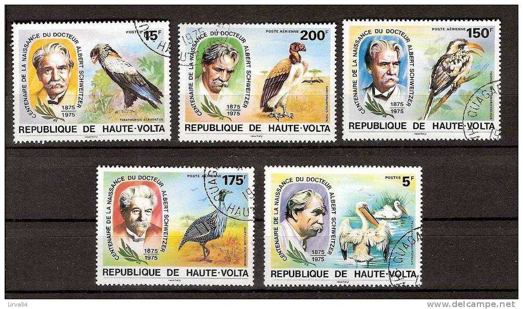 SERIE OBLITÉRÉE- HAUTE VOLTA - THEME : ALBERT SCHWEITZER- OISEAUX - Albert Schweitzer