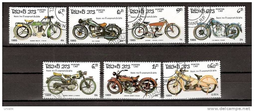 SERIE OBLITÉRÉE- LAOS - THEME : MOTO ANCIENNES - Motorbikes